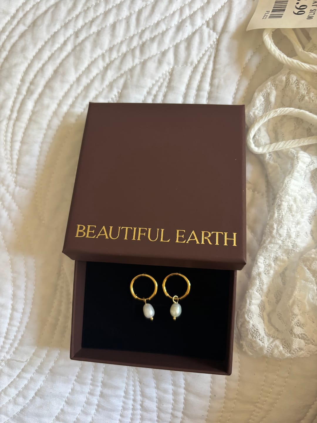 Customer photo review of Freshwater Pearl Bella Hoop Earrings