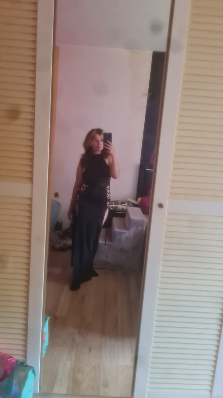 Customer photo review of Dark Sexy Waifu High Slit Dress