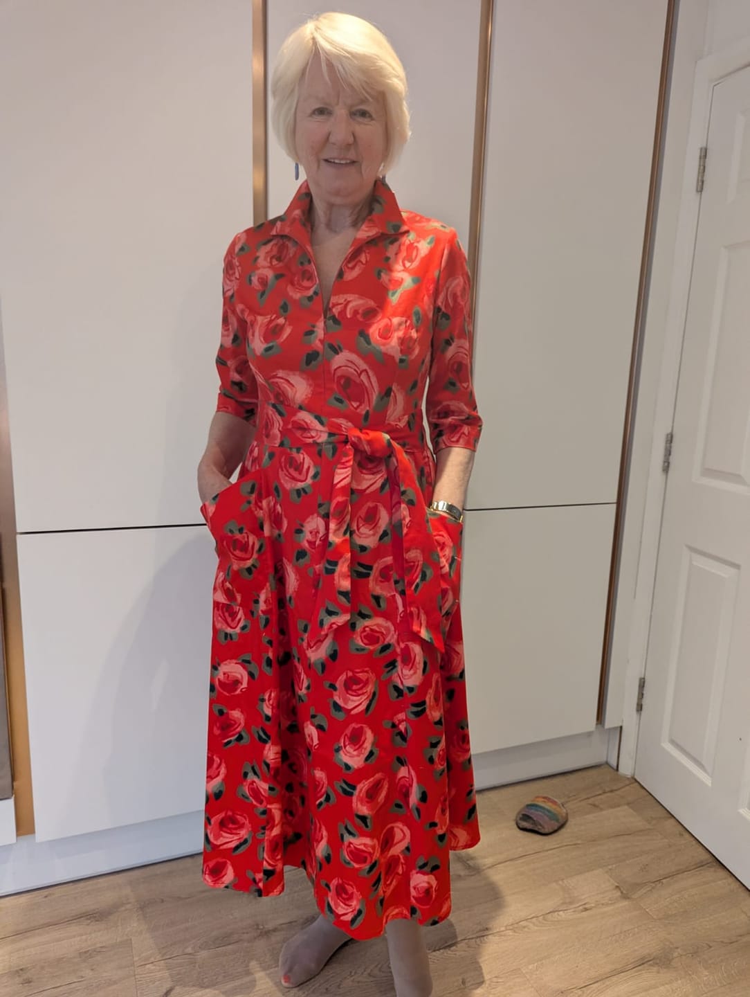 Customer photo review of The 'Zip Pocket' in Red Tahitian Rose - New Ballerina Length