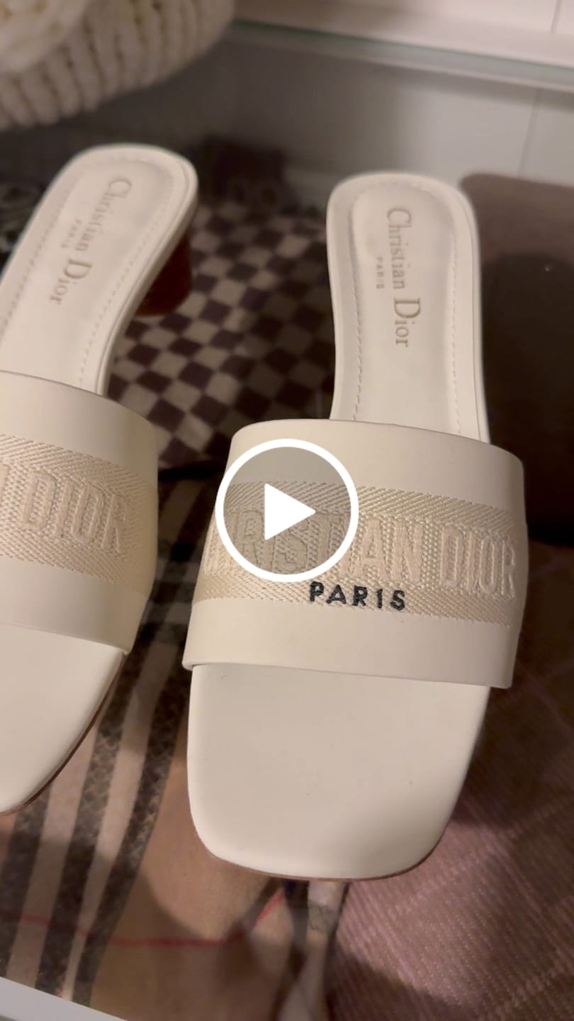 Customer video review of cd slide 45 white calfskin embroidered cotton