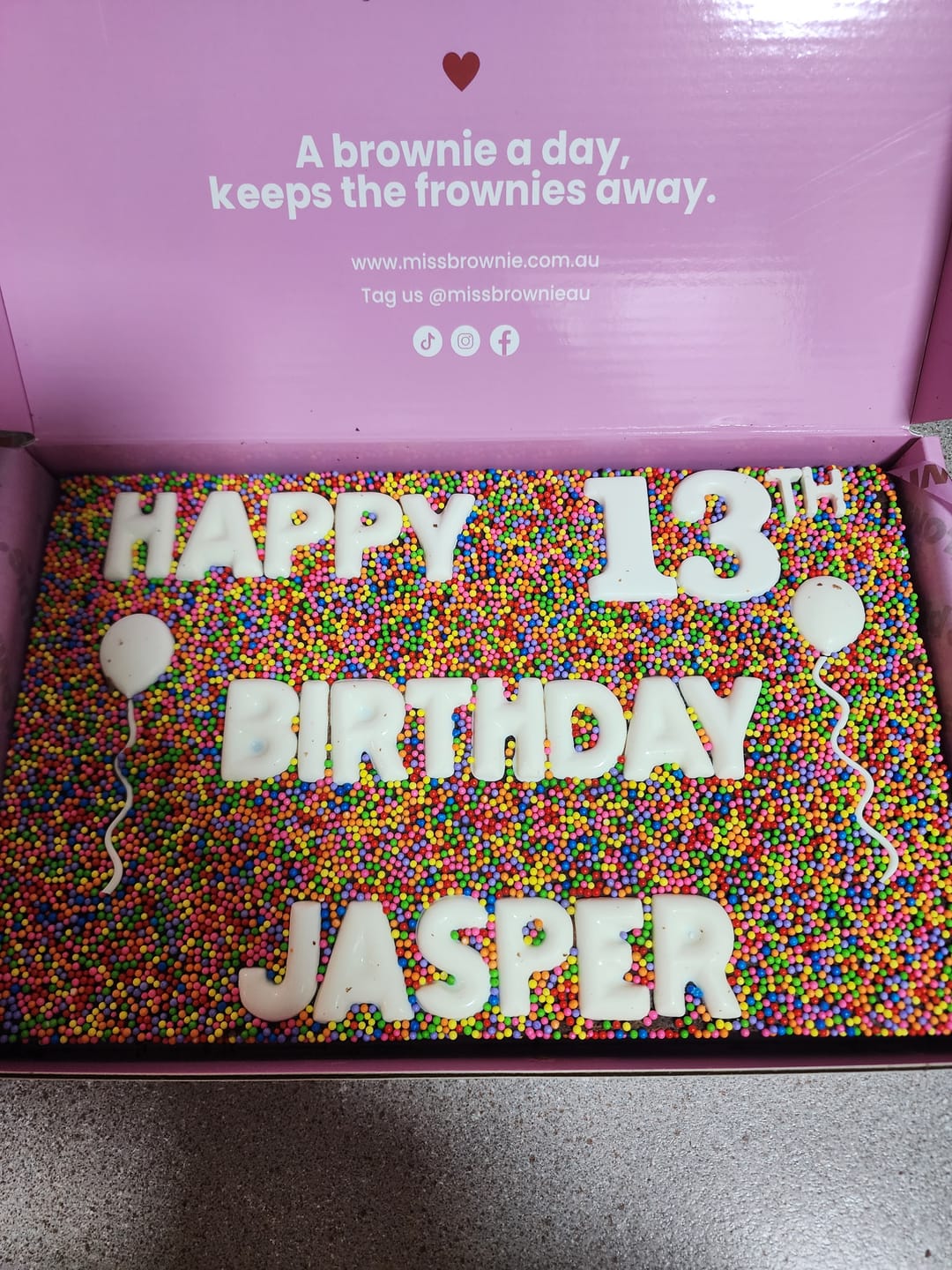 Customer photo review of Birthday Brownie · Large