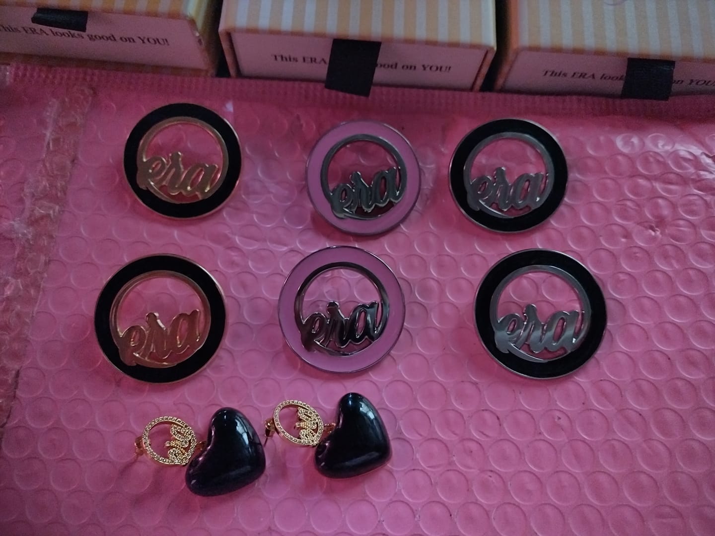 Customer photo review of Black Era Adore Gold Earrings