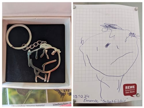Customer photo review of Personalized Child Drawing Necklace or Keychain