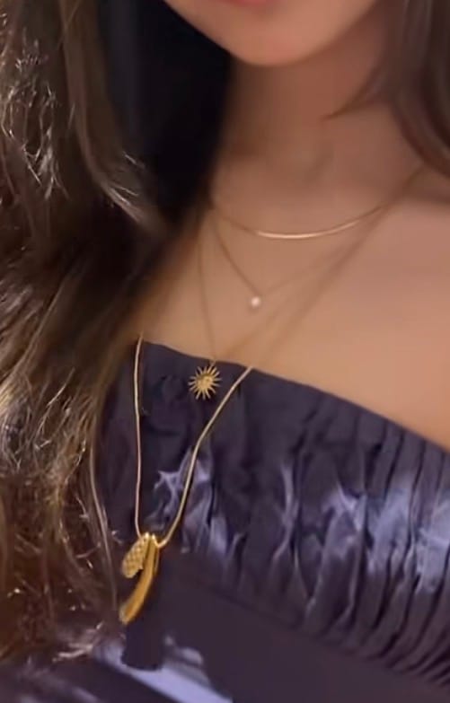 Customer photo review of Solar Pearl Layered Necklace
