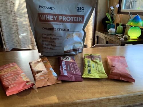 Customer photo review of Whey Protein Powder - Single Serving Sample Stick Packs