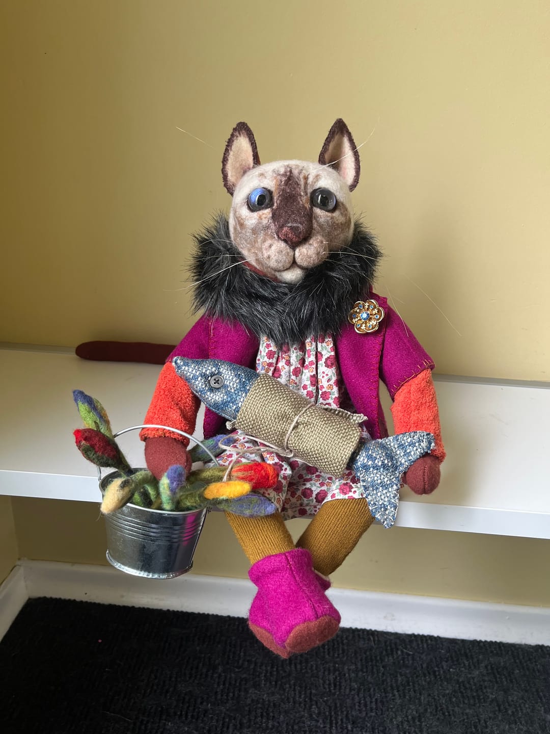 Customer photo review of Crazy Cat Lady  Art Doll PDF Pattern  Approx 28cm seated