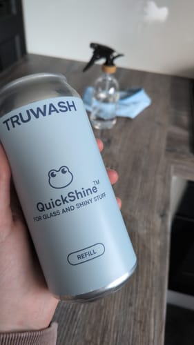 Customer photo review of QuickShine Refill Cans 4 Pack - Chemical-Free Streak-Free Cleaner