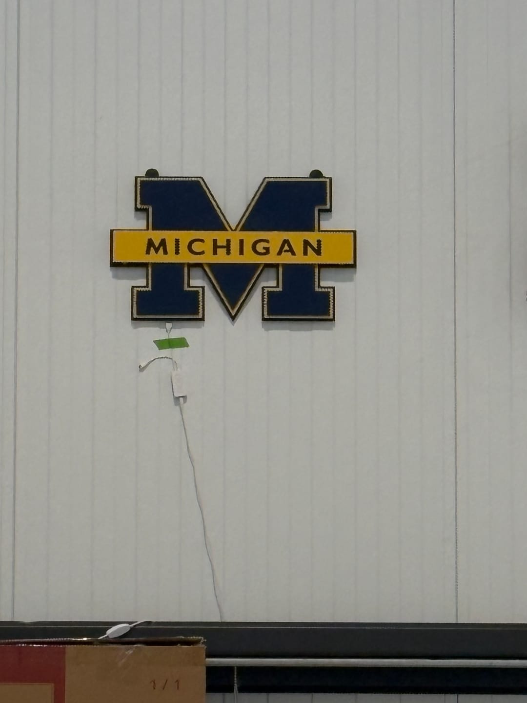 Customer photo review of Michigan Wolverines "Block M With Michigan Wordmark" 3D Metal Wall Art