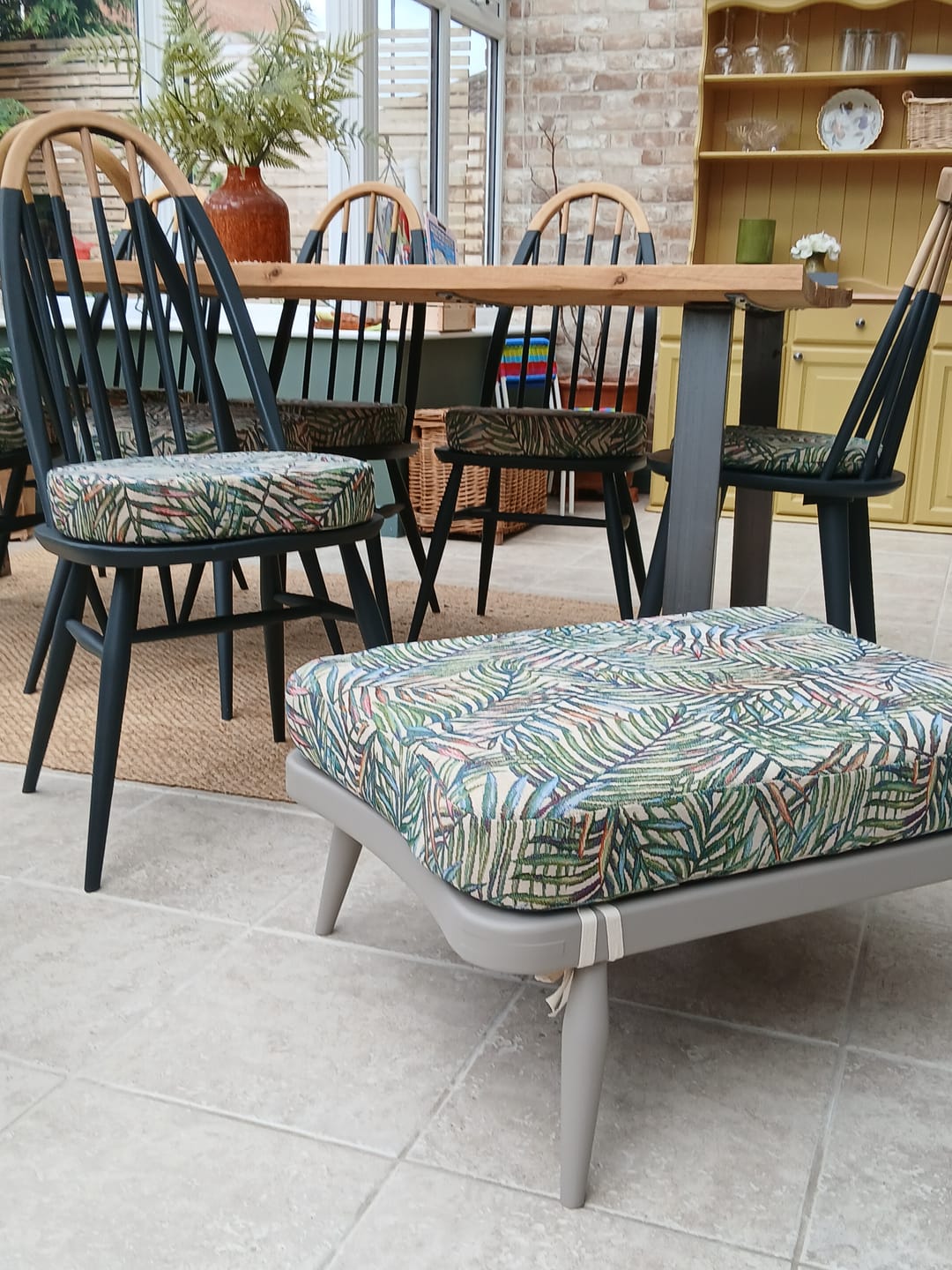 Customer photo review of Tropical Palm Leaves Tapestry Fabric