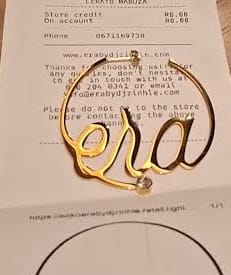 Customer photo review of Gold Pearl Square Earrings