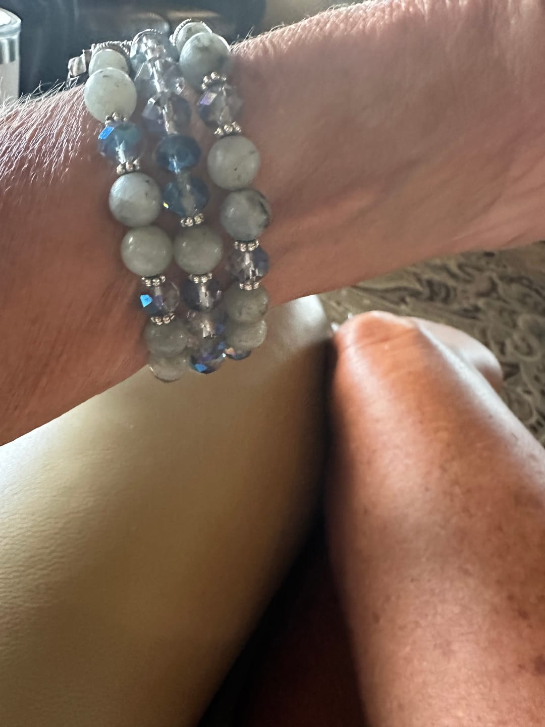 Customer photo review of Agate Crystal Stretch Apple Watch Strap