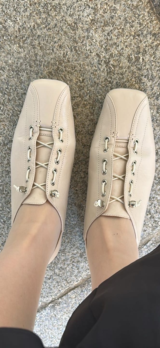 Customer photo review of Kaza 𝄢 Square Toe Lace-Up Flats