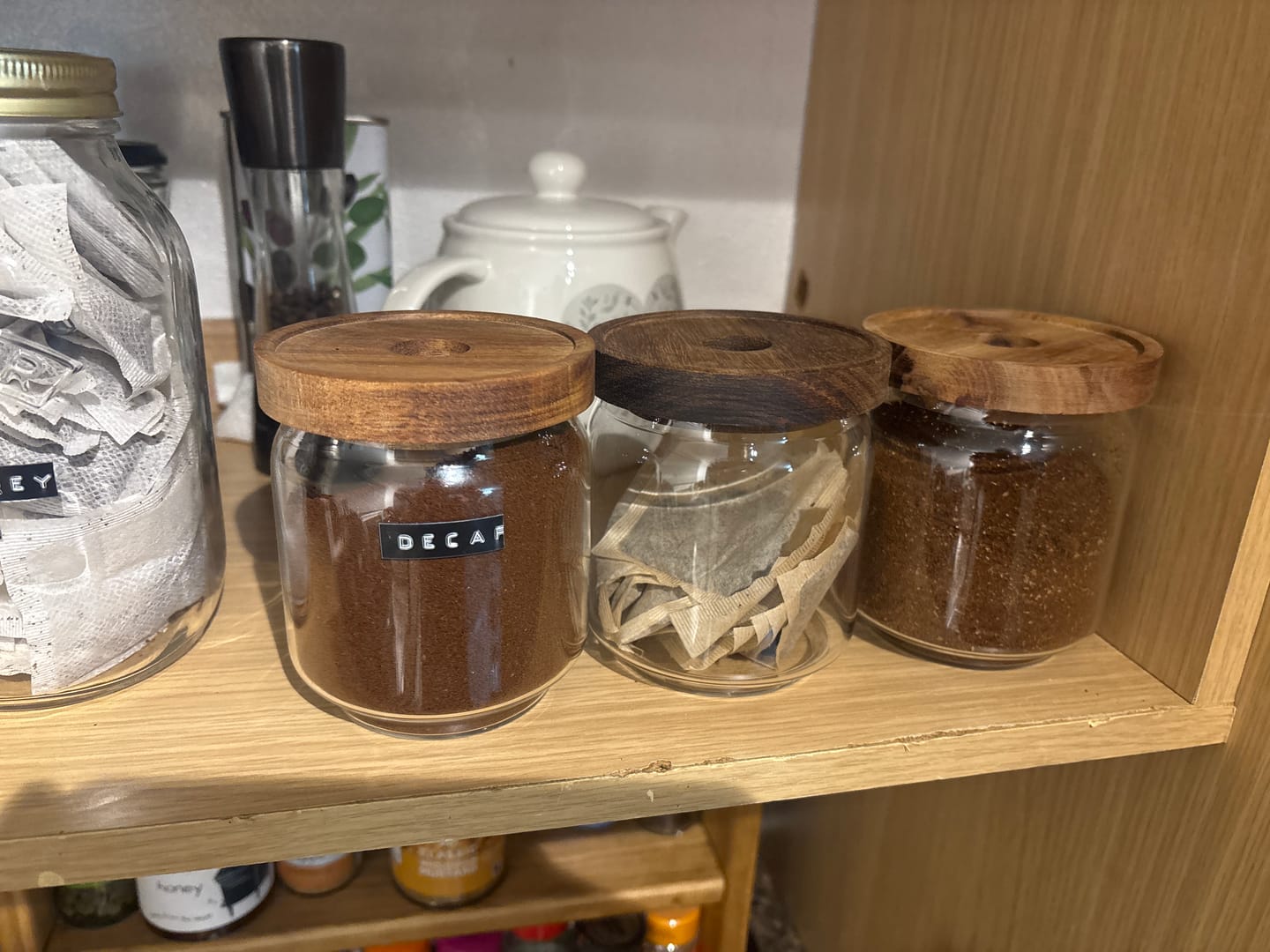 Customer photo review of Glass Acacia Pantry Jars