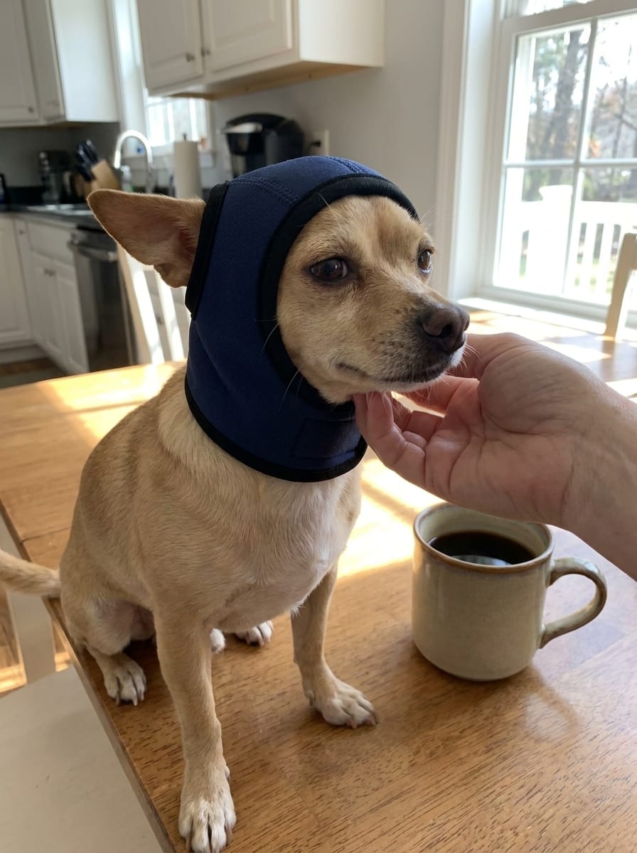 Customer photo review of Orejeras Calmantes para perros