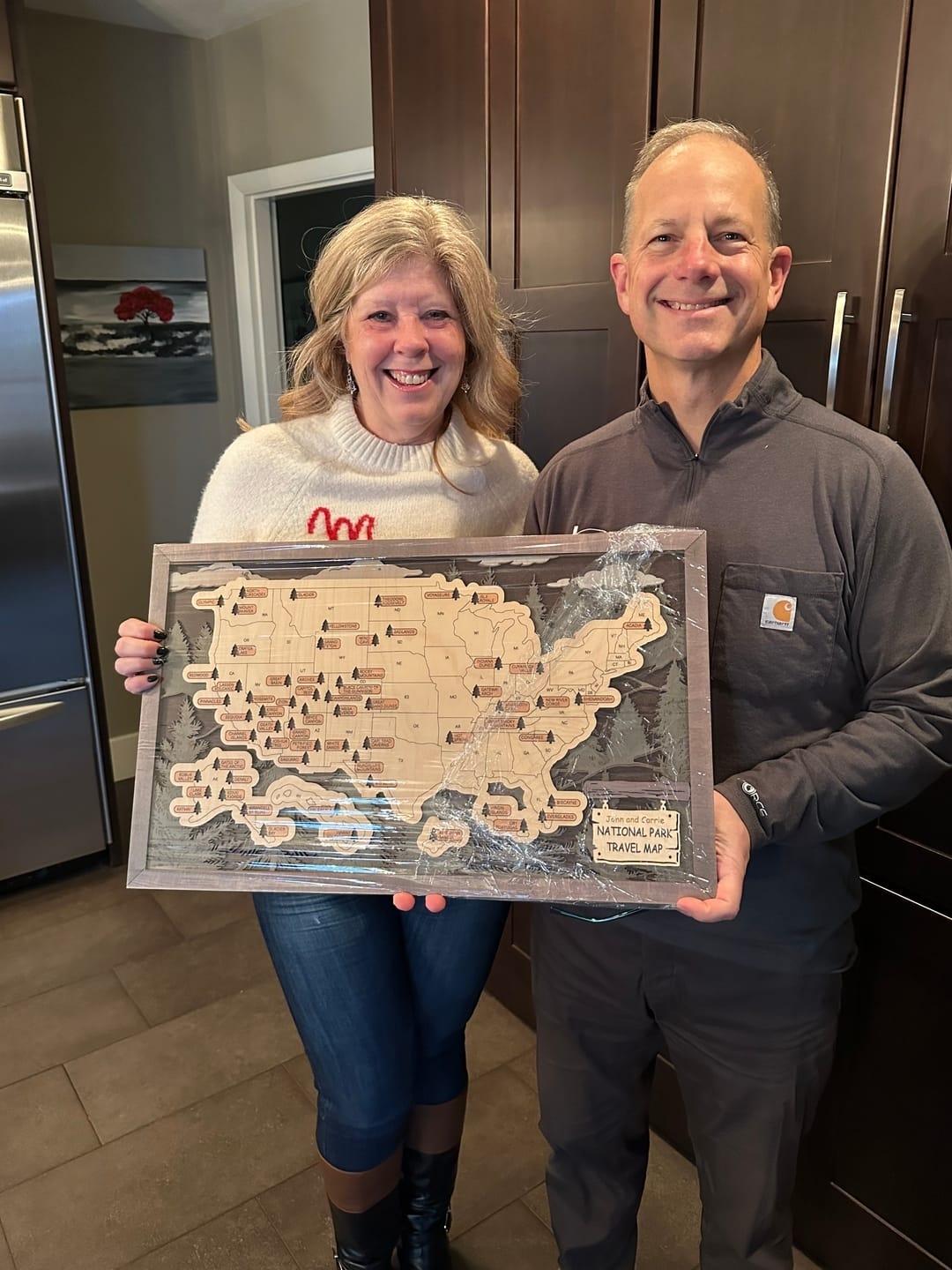 Customer photo review of US 3D Wooden National Parks Travel Map With Trees To Record Park Visits (1 Design)