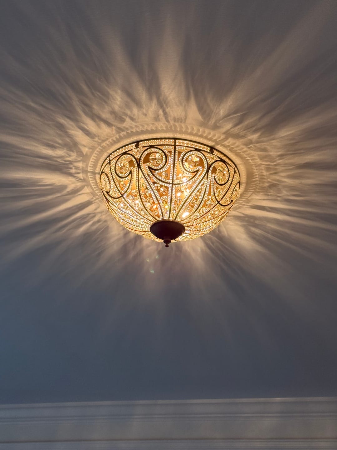 Customer photo review of Luxe Moroccan Antique Bronze Crystal Ceiling Light