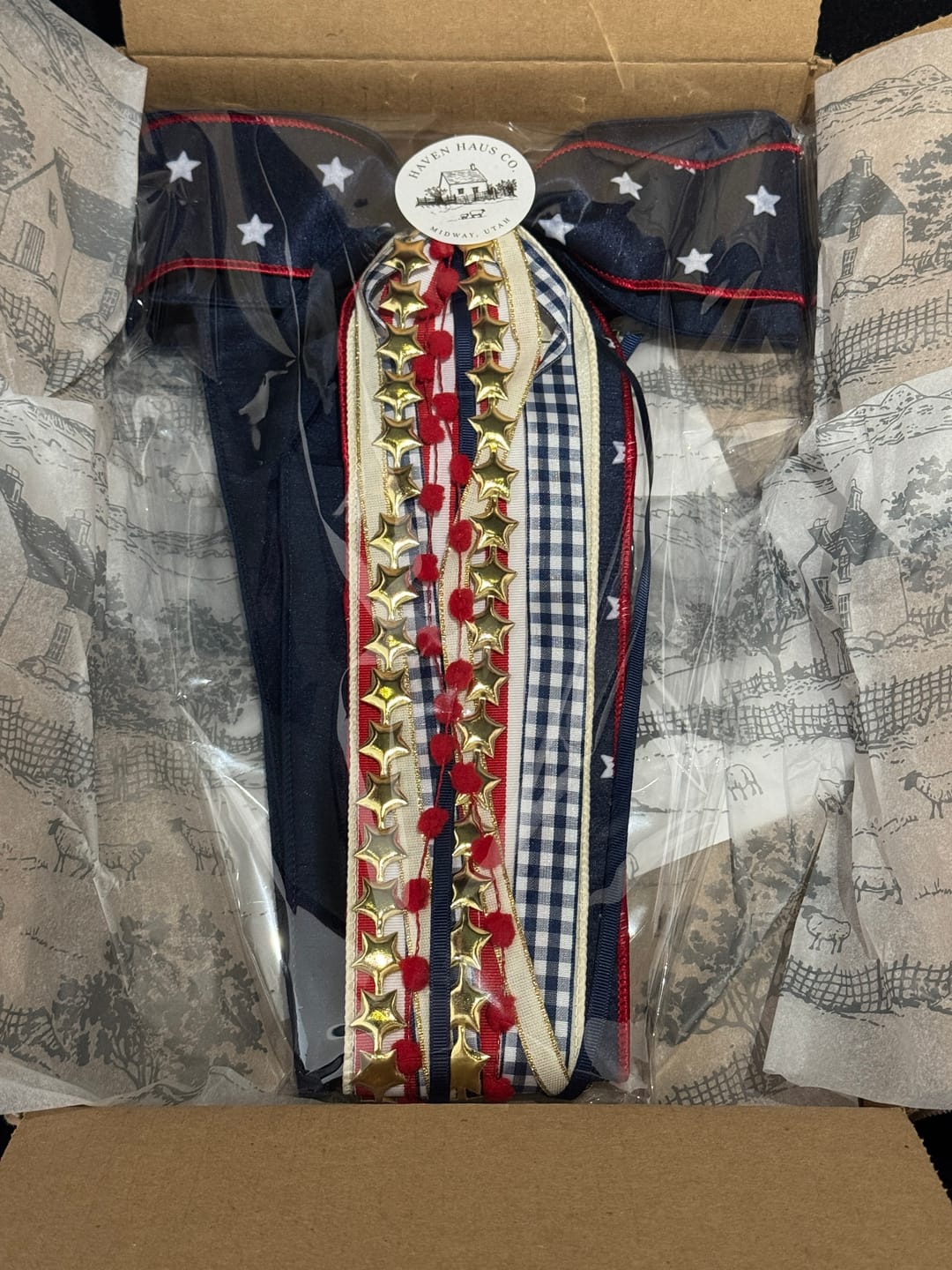 Customer photo review of Old Glory Wreath Ribbon
