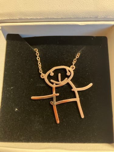 Customer photo review of Personalized Child Drawing Necklace or Keychain