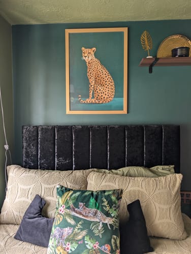 Customer photo review of Yellow Cheetah on Green No2 Print