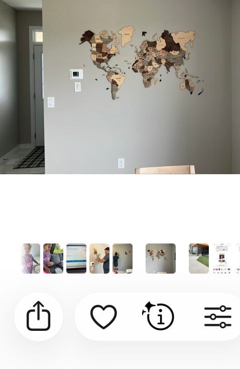 Customer photo review of 3D Wooden World Map Smokey