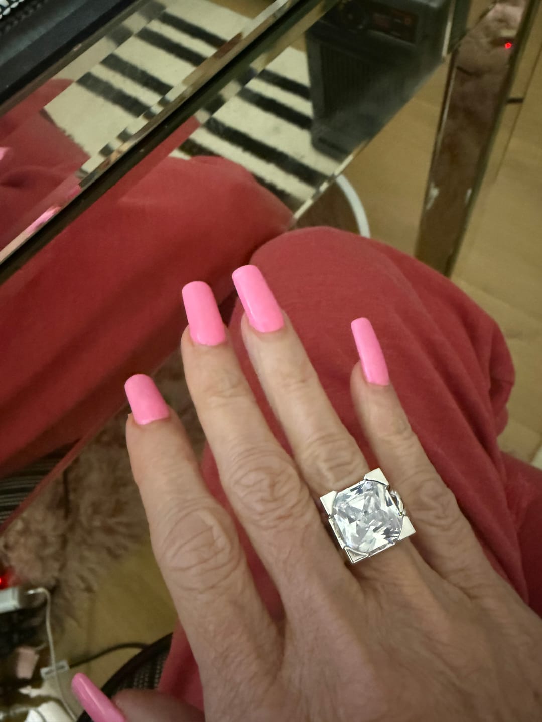 Customer photo review of LuxeLink Glass Square Ring