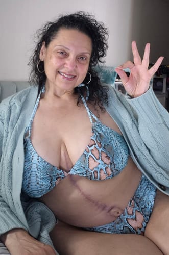 Customer photo review of Turquoise Snake Triangle Bikini Top