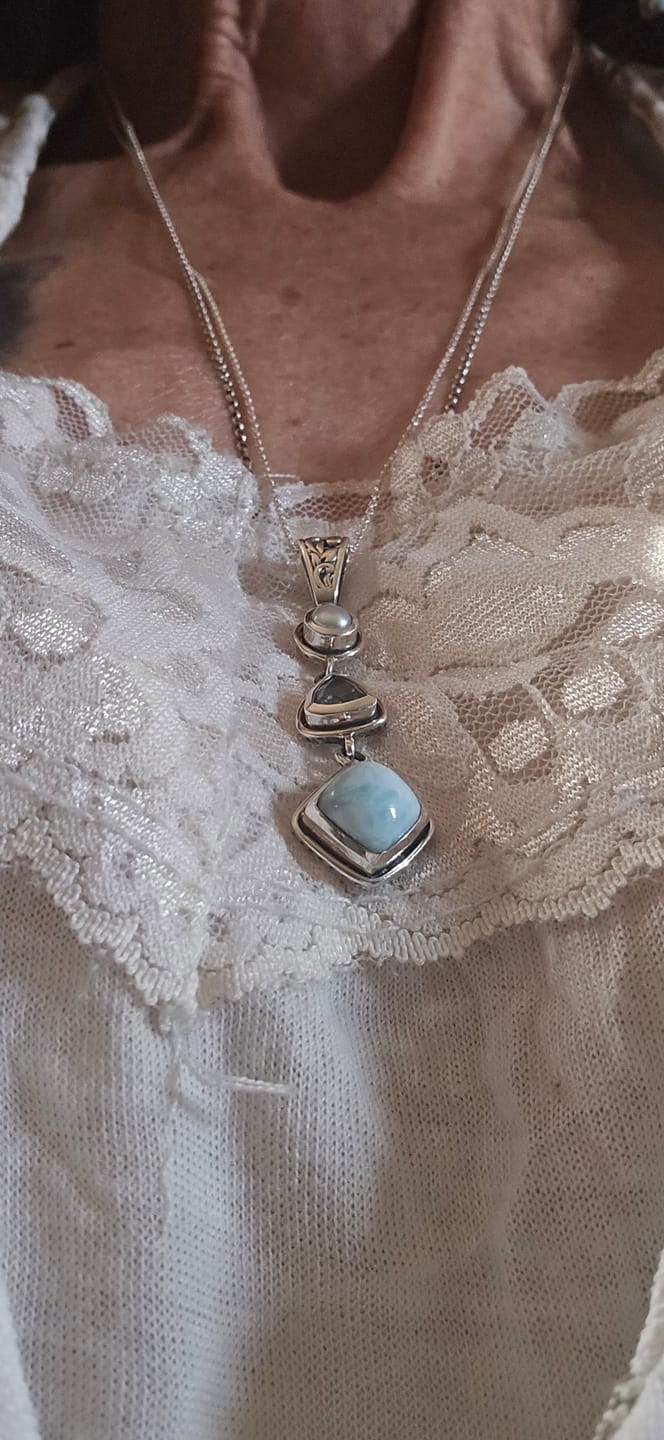 Customer photo review of Silver Larimar Set