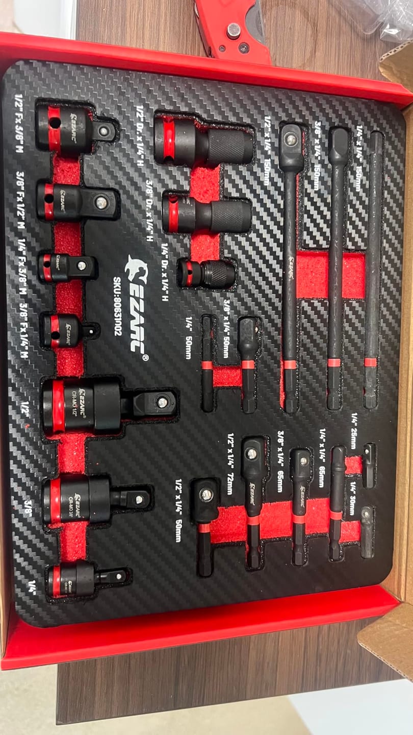 Customer photo review of 21PCS Impact Socket Adapter Set, CR-MO Swivel Sockets, CR-V Reducers & Hex Extension Bits, 1/4" 3/8" 1/2" Drive