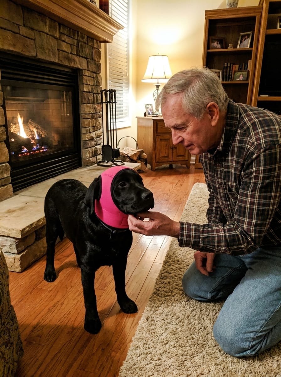 Customer photo review of Orejeras Calmantes para perros