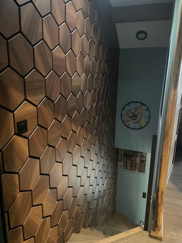 Customer photo review of Panneaux Hexagone Bois Acoustique Noyer 66 x 78 CM