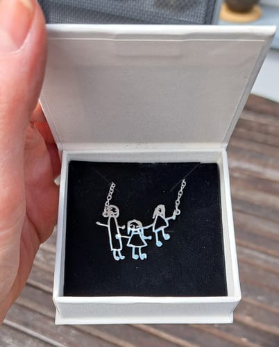 Customer photo review of Personalized Child Drawing Necklace or Keychain