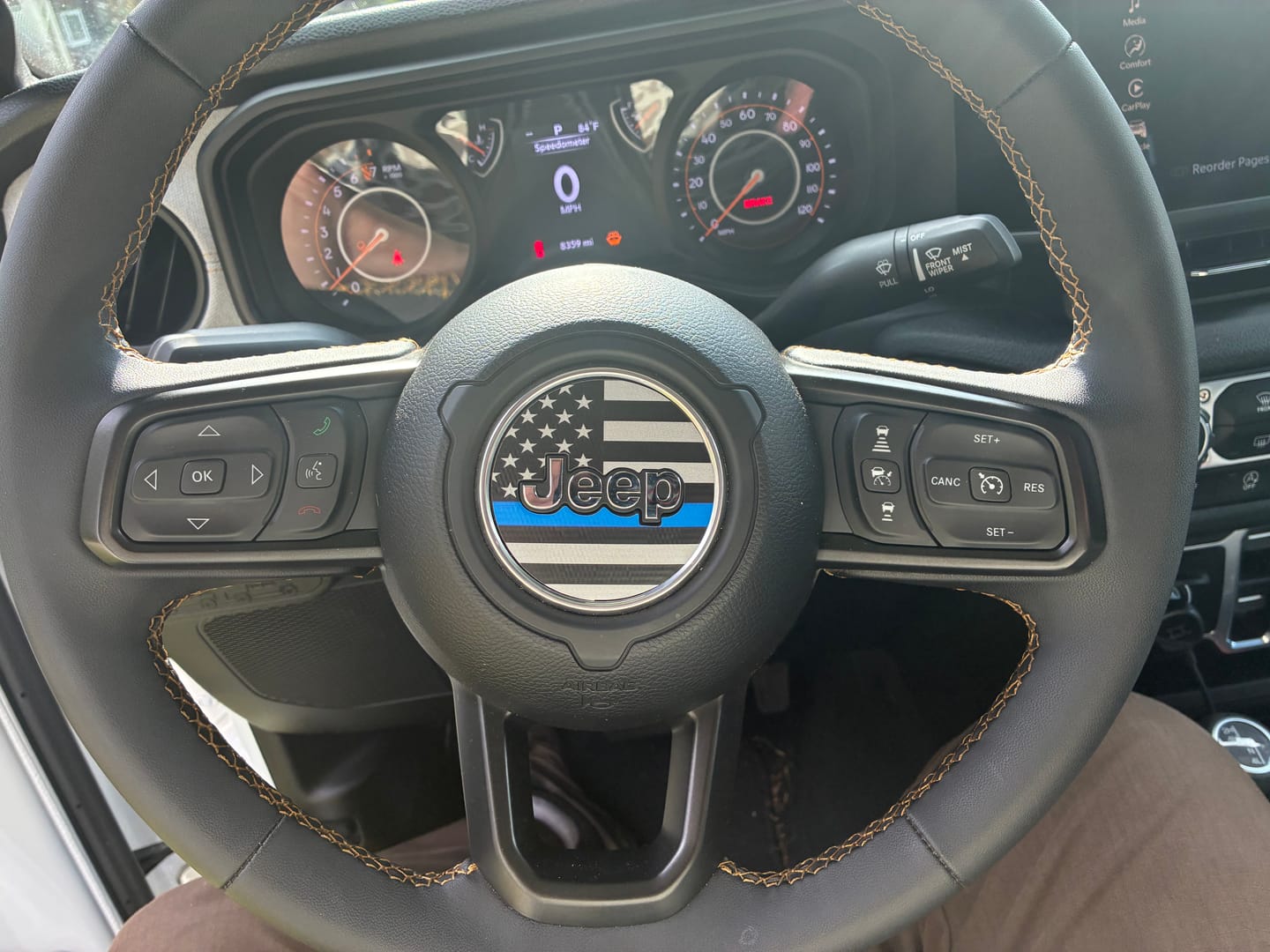 Customer photo review of First Responder Flag Steering Wheel Decal for Jeep