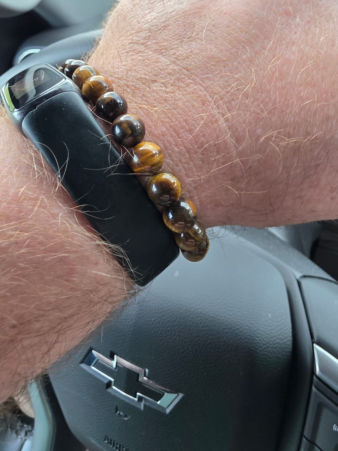 Customer photo review of 35% Off Early Bird Father's Day Offer- Tiger's Eye Battle Beaded Bracelet