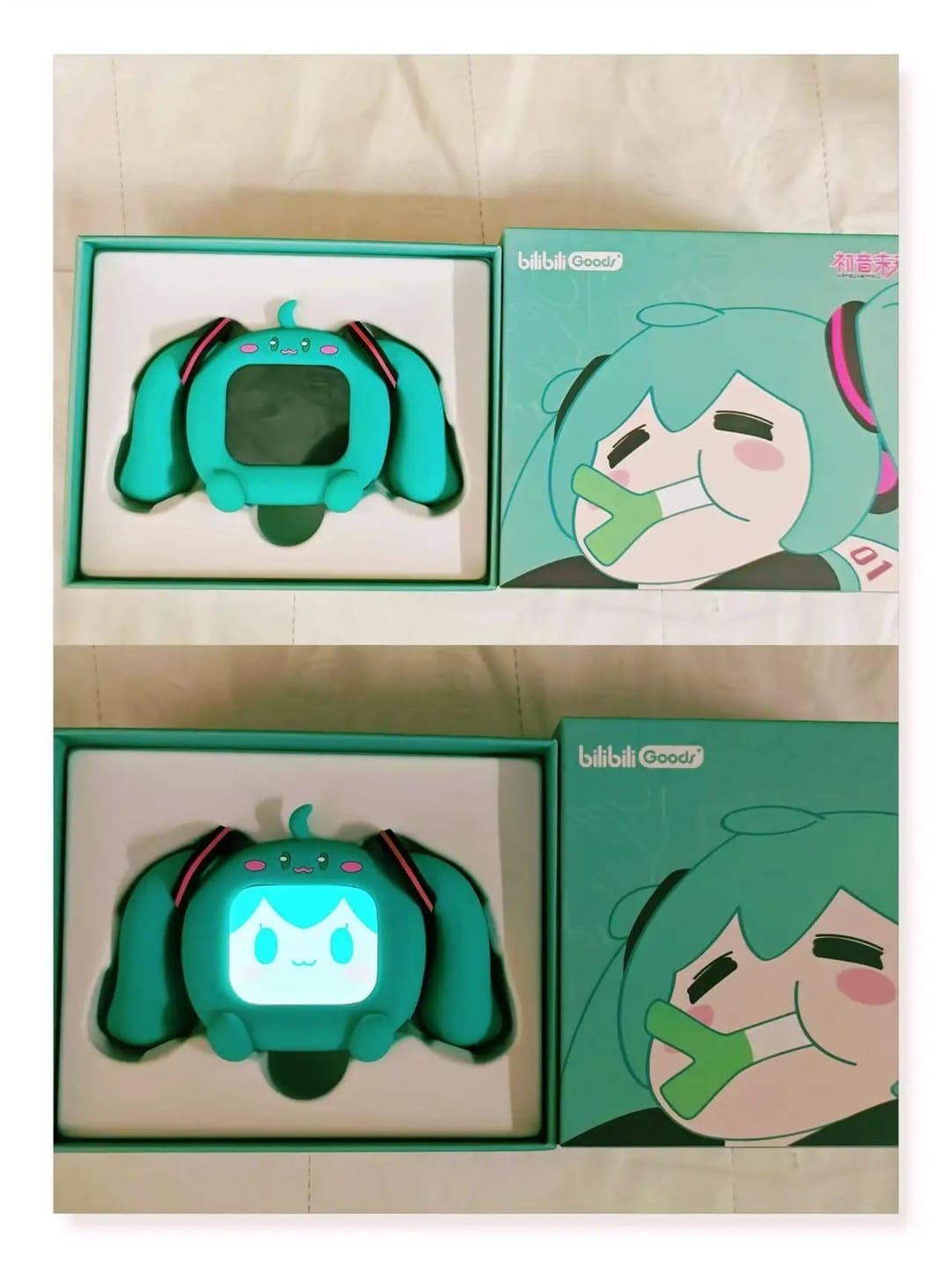 Customer photo review of Officially Licensed Hatsune Miku Wireless Earphones with Smart Display Desktop Stand