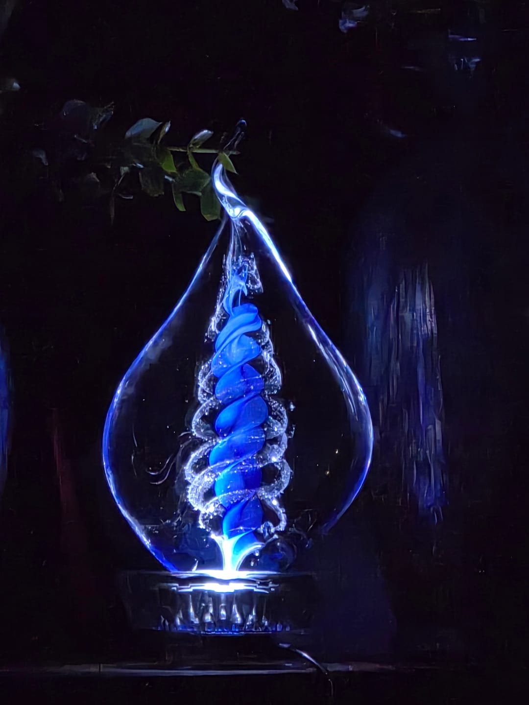 Customer photo review of Illuminated Memorial Glass Flame with Cremation Ashes