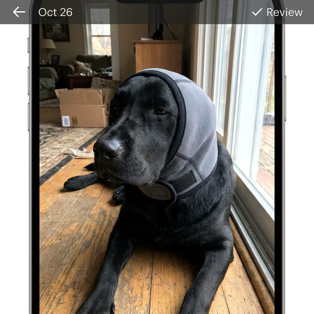 Customer photo review of Orejeras Calmantes para perros