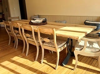Customer photo review of 418 Curva 28" H Dining Table Curved Legs for Live Edge Wooden Slap