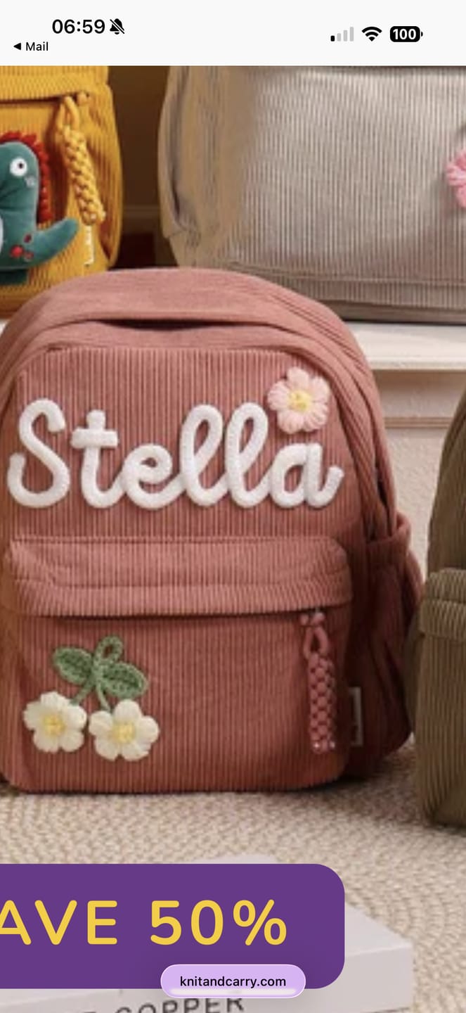 Customer photo review of K&C - Personalized Knitted Backpack