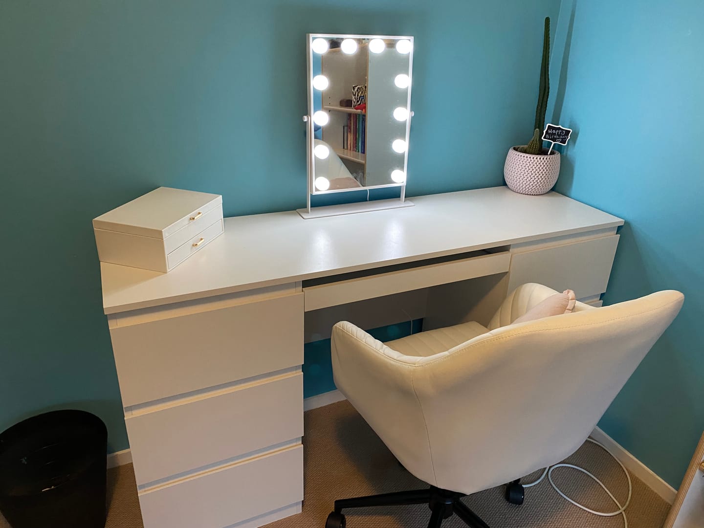 Customer photo review of Nola Office Desk Dressing Table With 6 Drawers - White