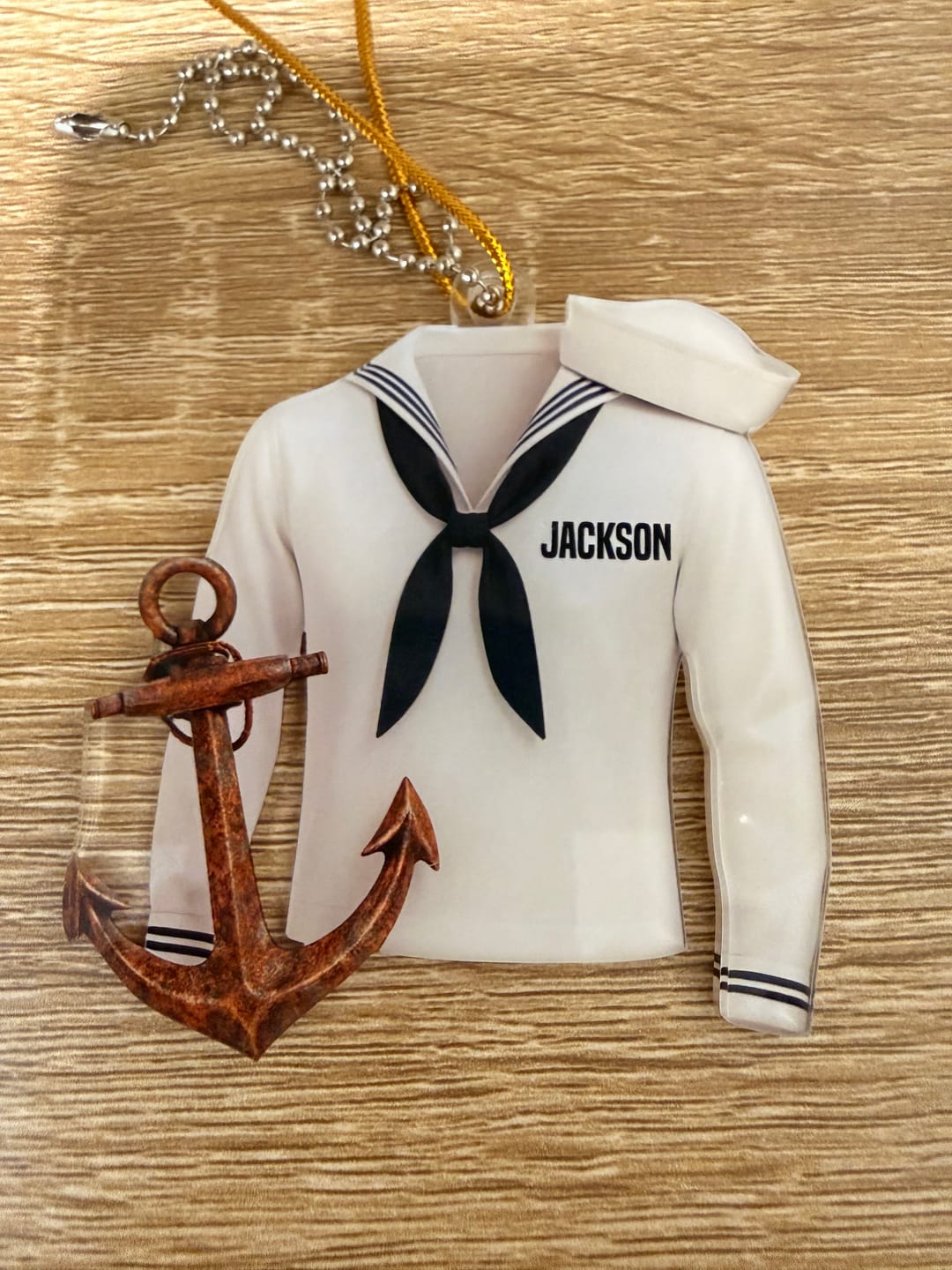 Customer photo review of Sail With Courage & Pride – Personalized Acrylic Car Ornament