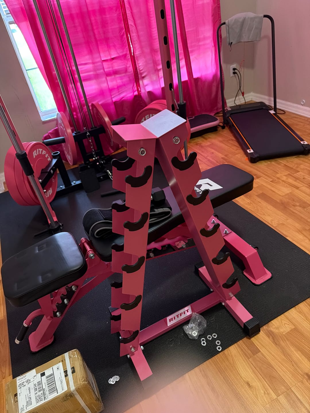 Customer photo review of RitFit A-Frame Dumbbell Storage Rack Stand 5 Pairs