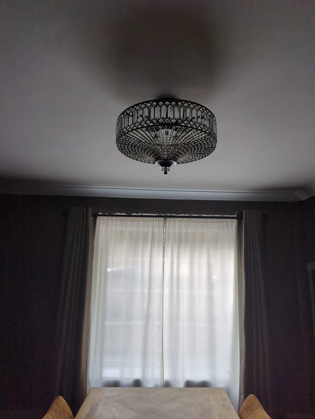Customer photo review of Carved Crystal Drum Semi Flush Mount