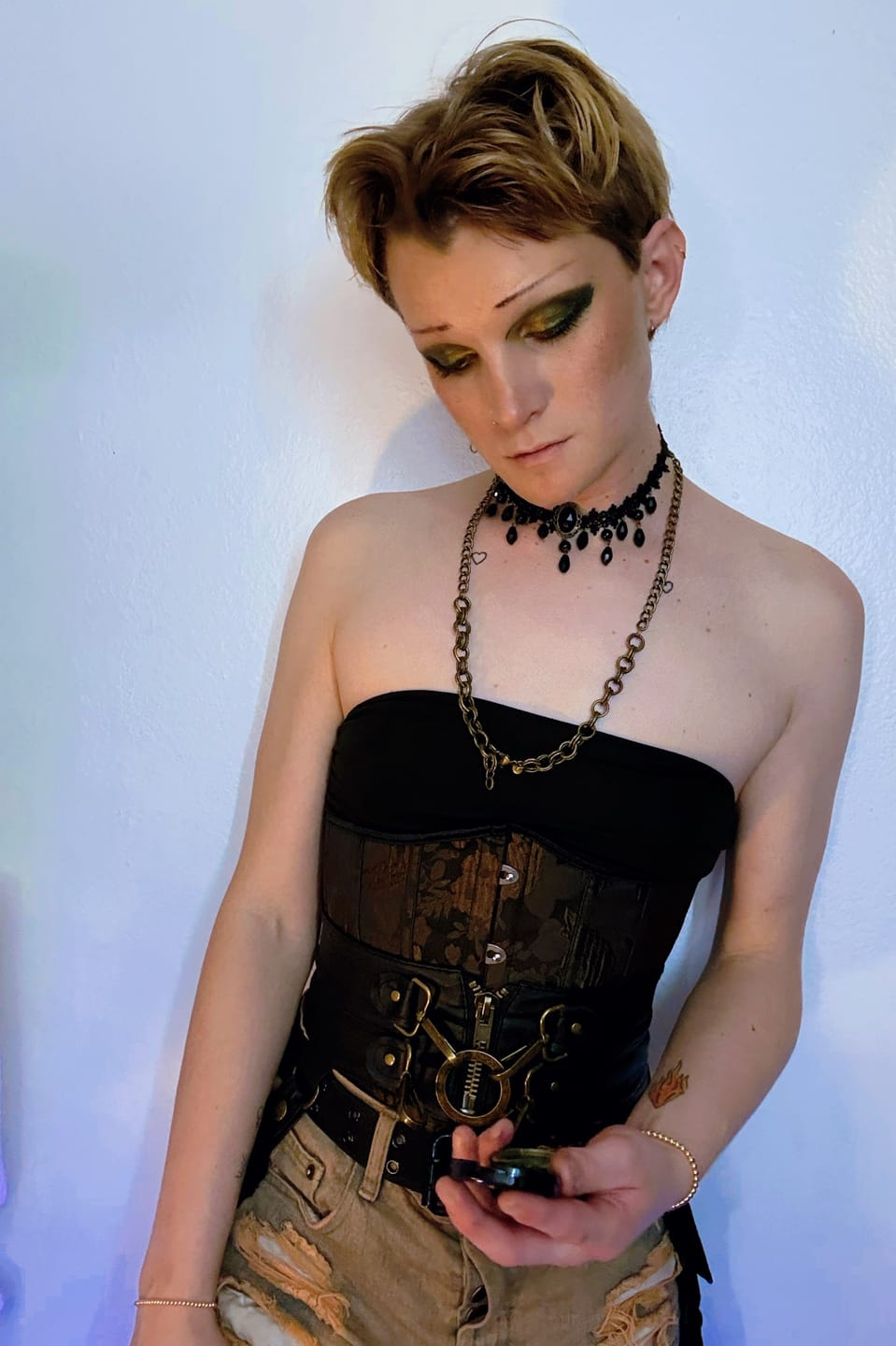 Customer photo review of Steampunk flower pattern underbust corset