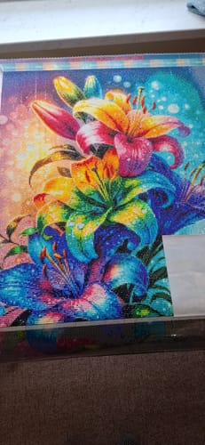 Customer photo review of 5D Diamond Painting – Regenbogenlilien im Lichtzauber