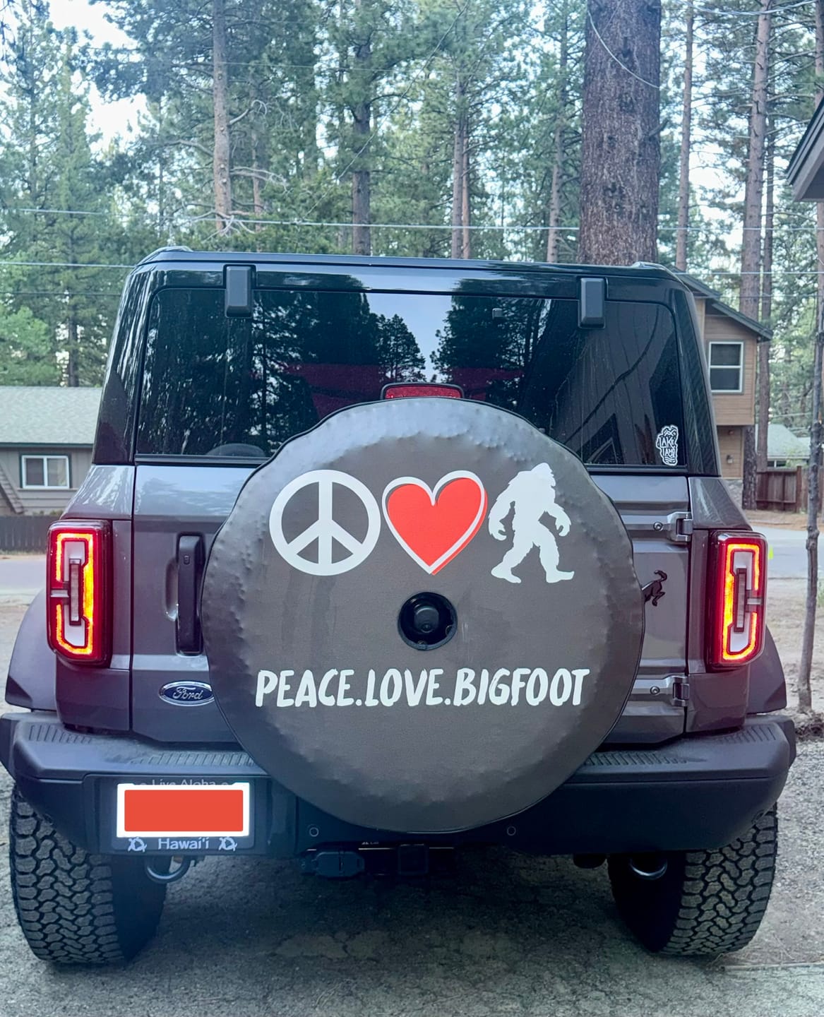 Customer photo review of Peace Love Bigfoot Sasquatch Spare Tire Cover for Bronco, Jeep, RV, Camper, & More