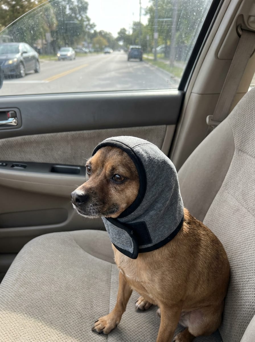 Customer photo review of Orejeras Calmantes para perros