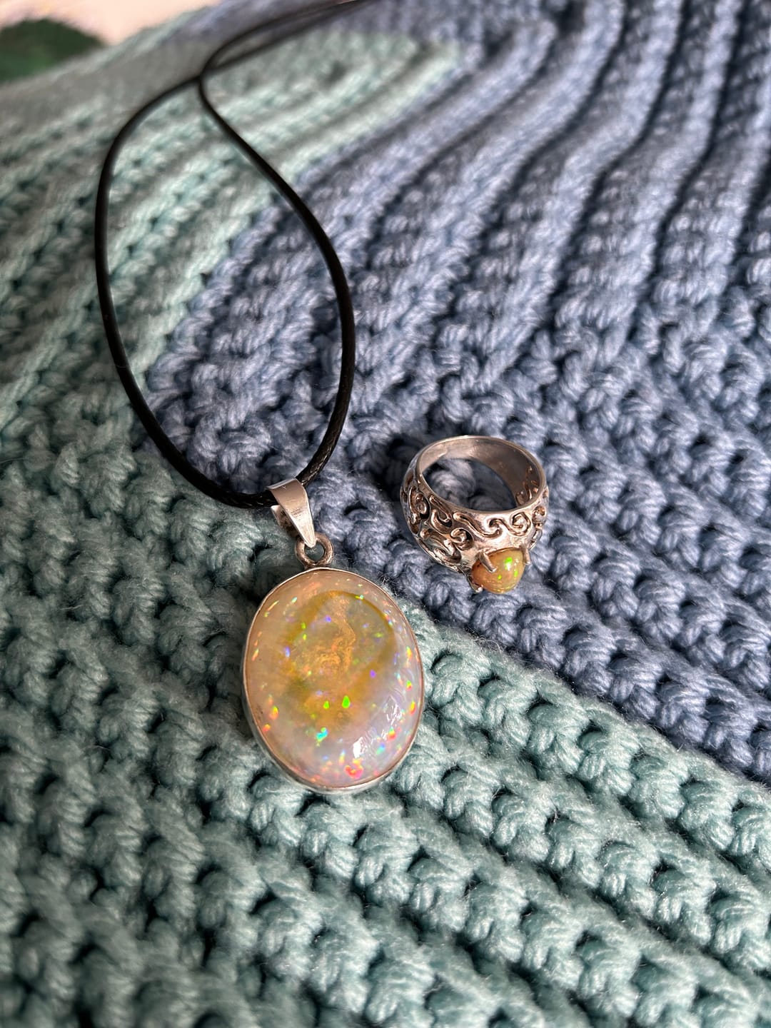 Customer photo review of 28.3ct Ethiopian Opal Pendant 1 1/2" (.925 Sterling Silver)