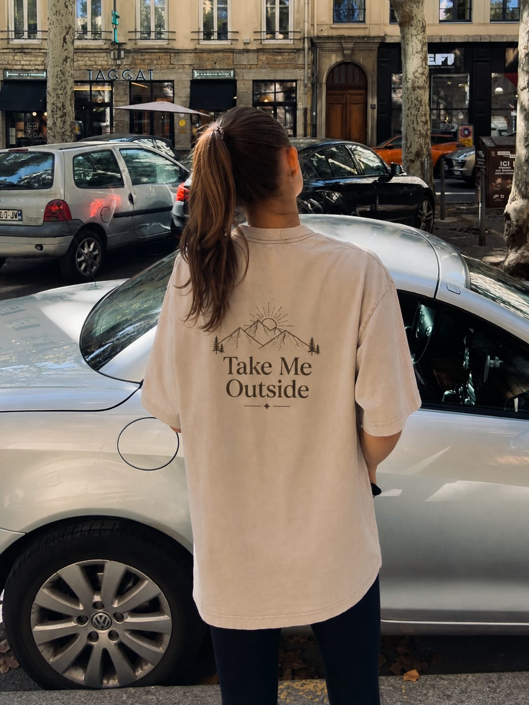 Customer photo review of Take Me Outside Minimalist Mountain Washed Print Tee