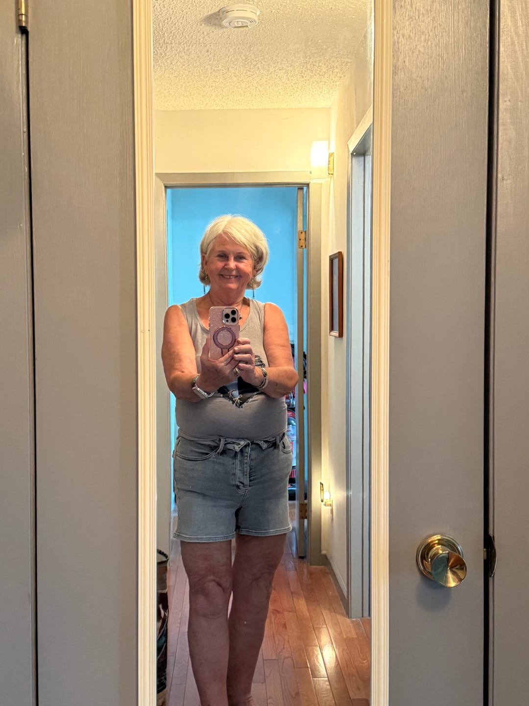 Customer photo review of Judy Blue High Waist Slim Shorts With Foldover Waistband