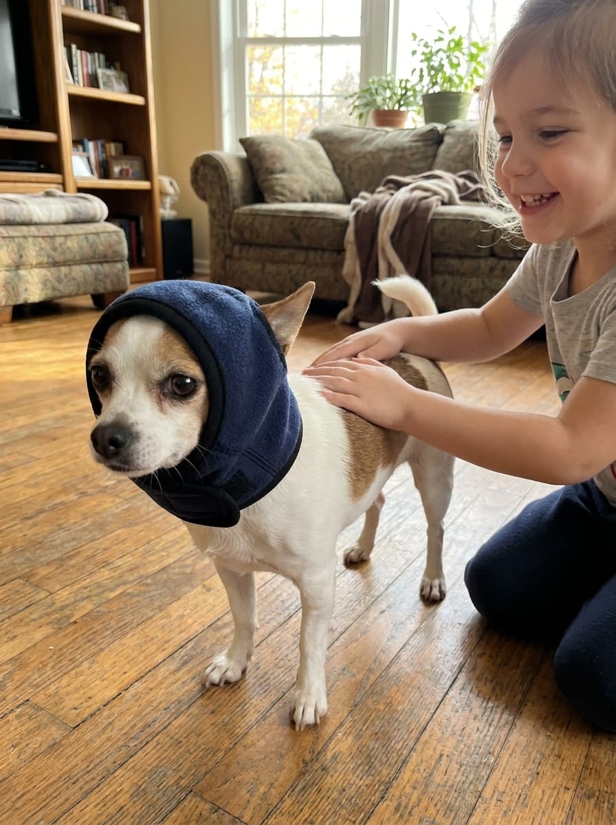 Customer photo review of Orejeras Calmantes para perros
